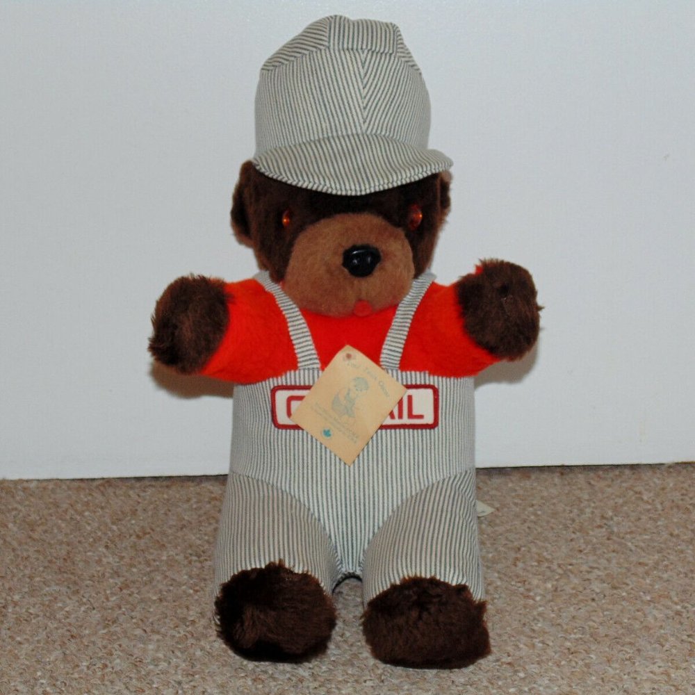 Vintage 1980s Cuddly Toys 15" CN Rail Oscar Mascot Plush Bear with Tags